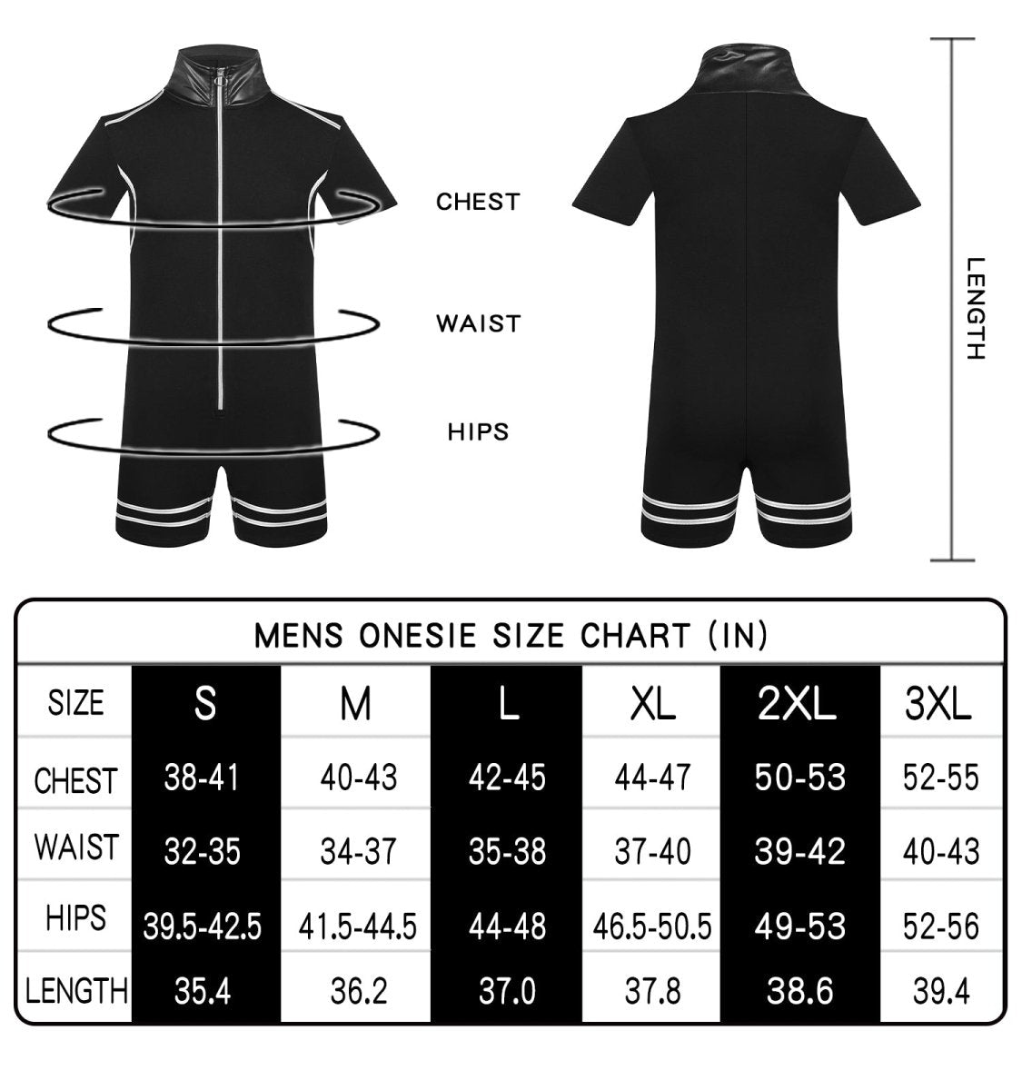 Landofgenie Men's Shirt Collar Bodyuit with Zipper - landofgenie