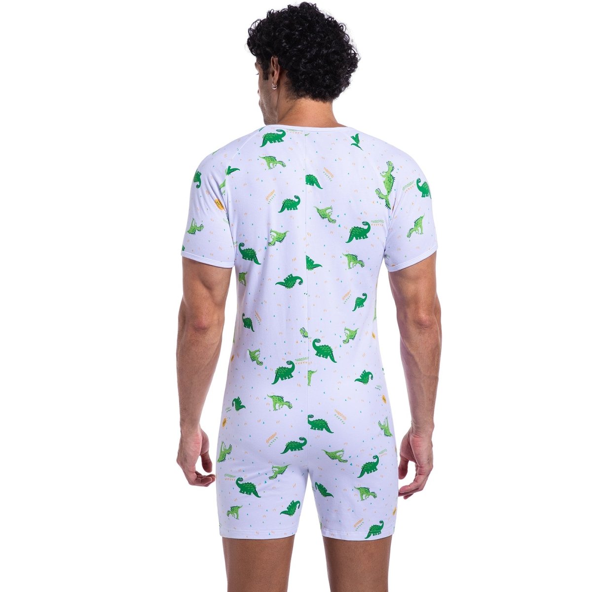 Landofgenie Mens Short Sleeve Onesie Piece Pajama - Ancient Dinosaurs - landofgenie