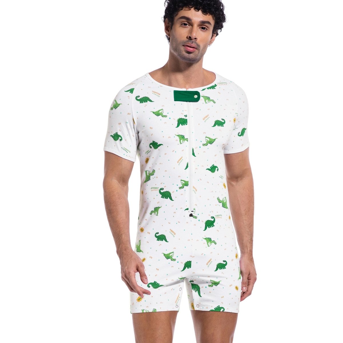 Landofgenie Mens Short Sleeve Onesie Piece Pajama - Ancient Dinosaurs - landofgenie