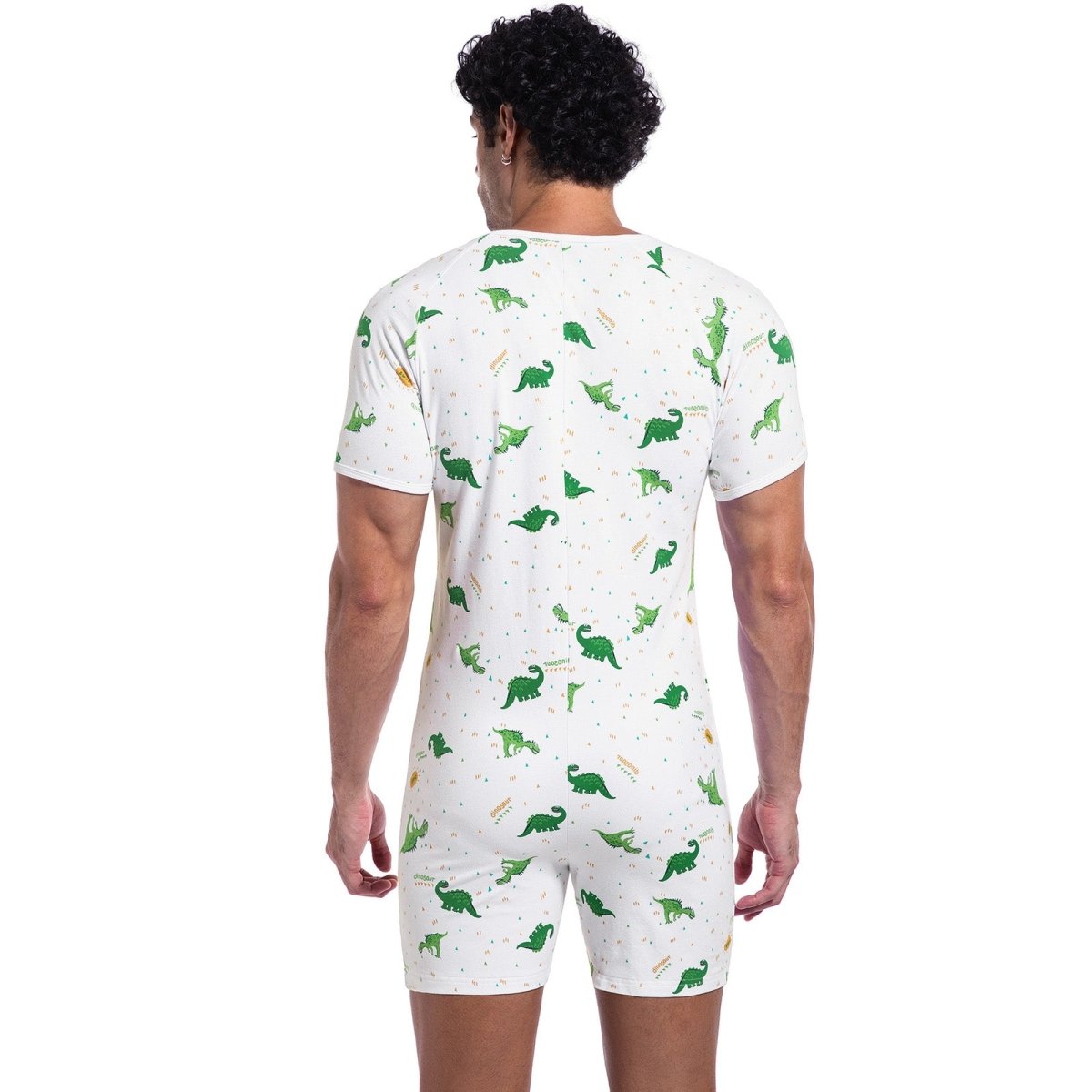 Landofgenie Mens Short Sleeve Onesie Piece Pajama - Ancient Dinosaurs - landofgenie