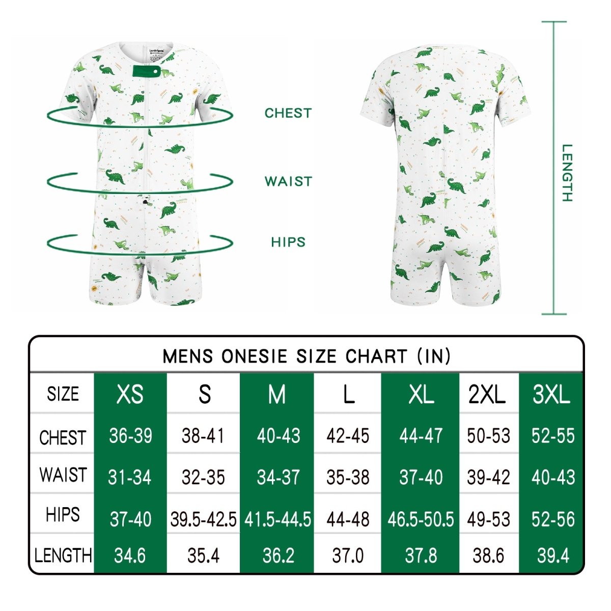 Landofgenie Mens Short Sleeve Onesie Piece Pajama - Ancient Dinosaurs - landofgenie