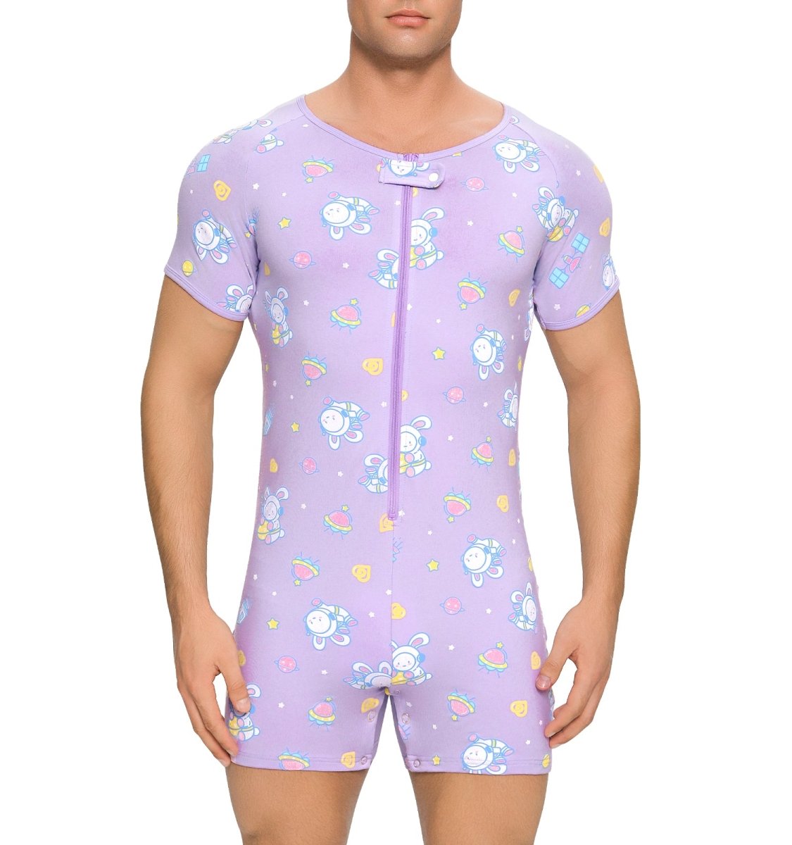 Landofgenie Mens Short Sleeve Onesie Piece Pajama - Astronaut - landofgenie