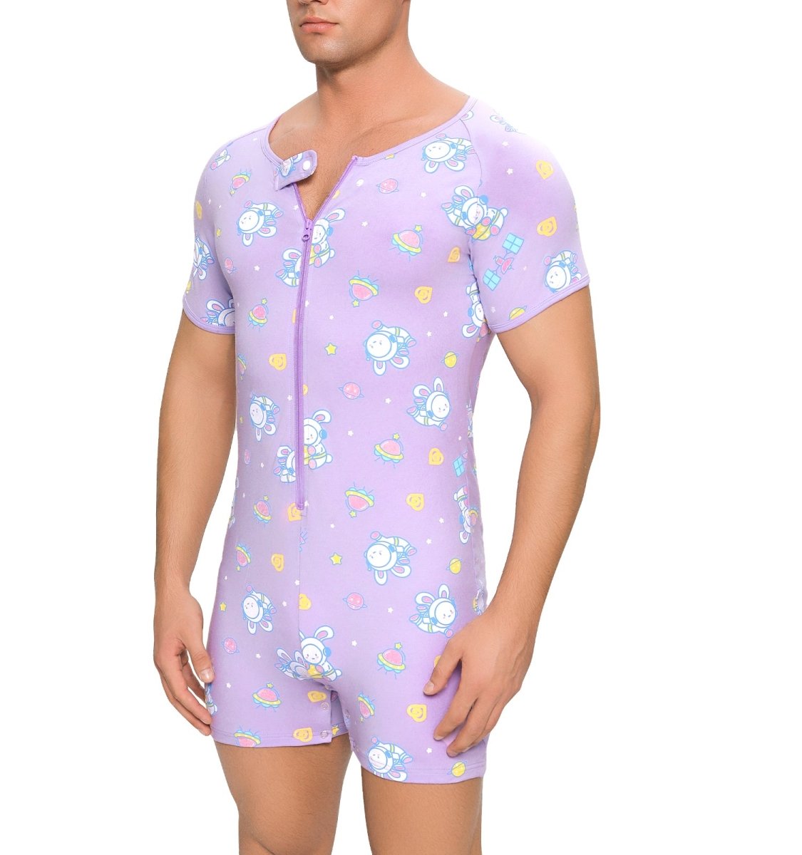 Landofgenie Mens Short Sleeve Onesie Piece Pajama - Astronaut - landofgenie