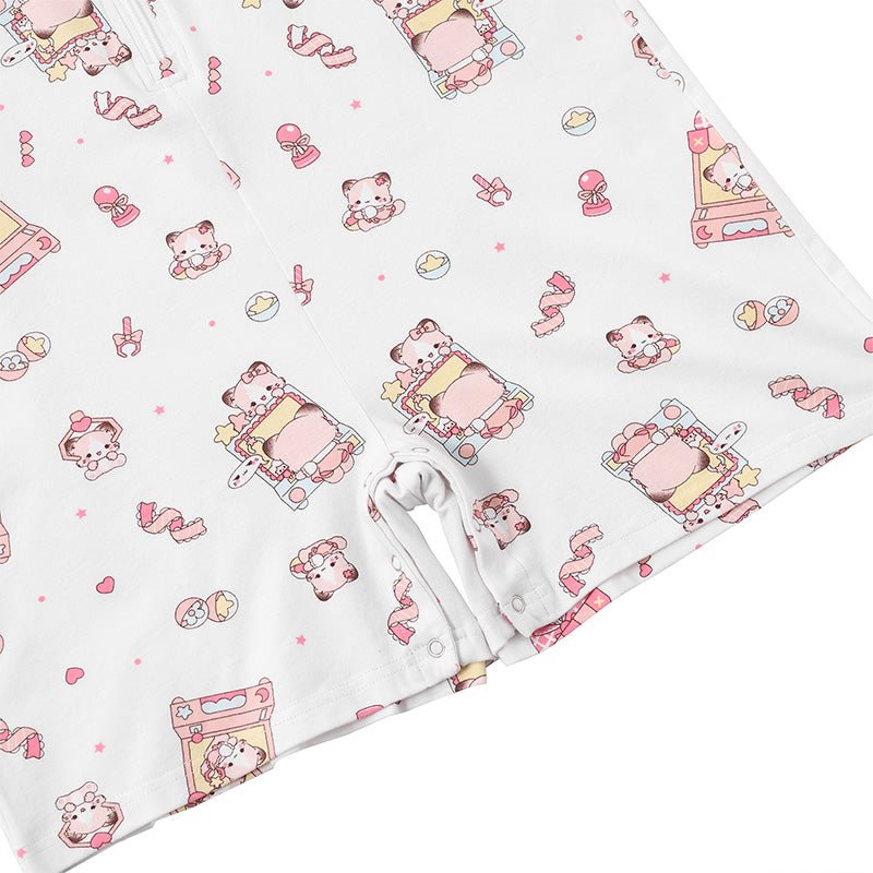 Landofgenie Mens Short Sleeve Onesie Piece Pajama - Bear - landofgenie