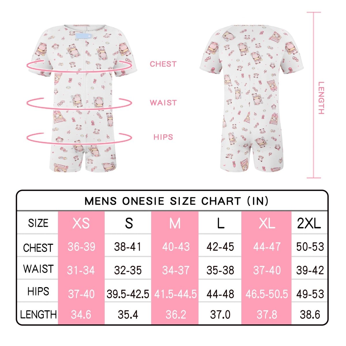 Landofgenie Mens Short Sleeve Onesie Piece Pajama - Bear - landofgenie