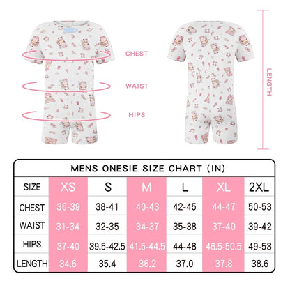 Landofgenie Mens Short Sleeve Onesie Piece Pajama - Bear - landofgenie