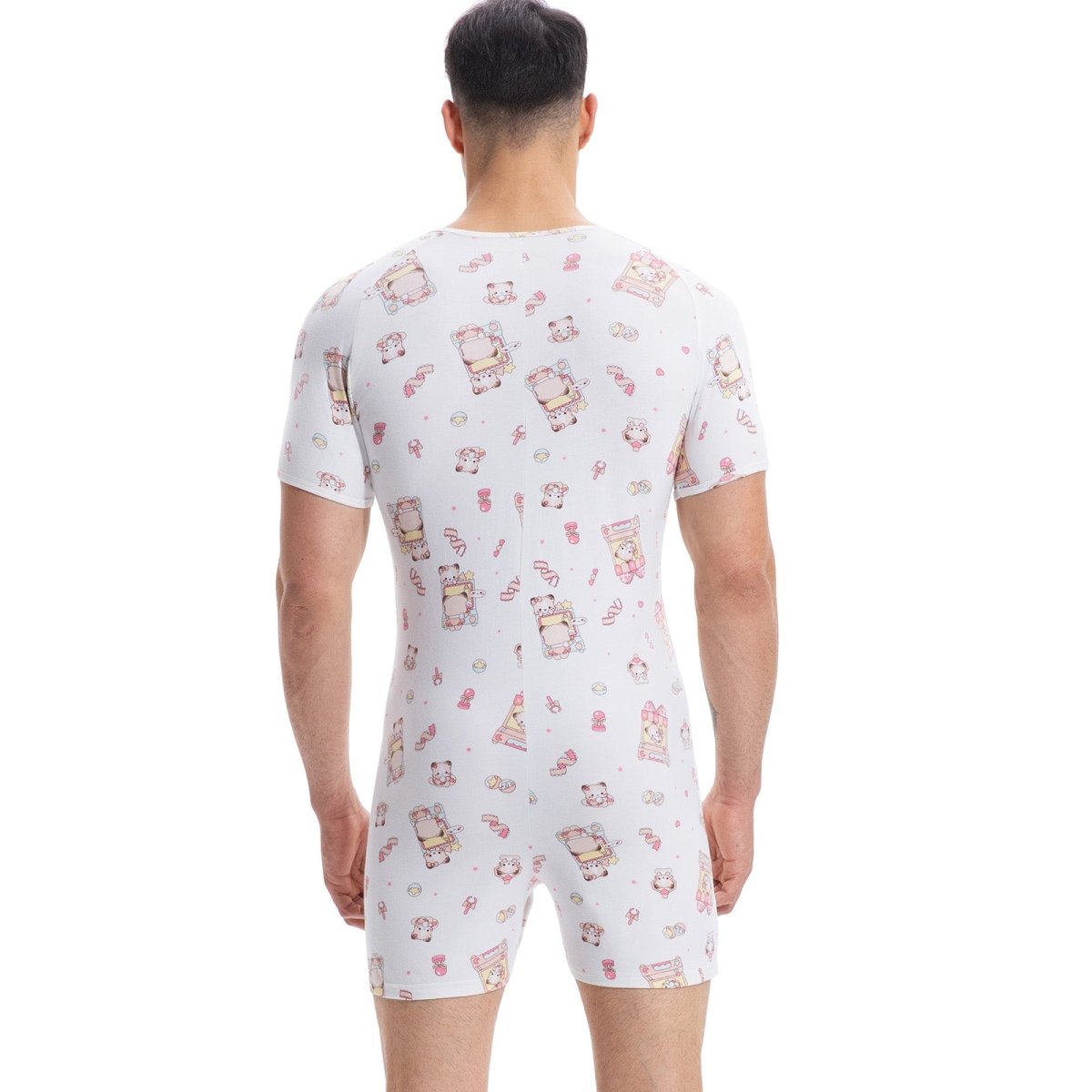 Landofgenie Mens Short Sleeve Onesie Piece Pajama - Bear - landofgenie