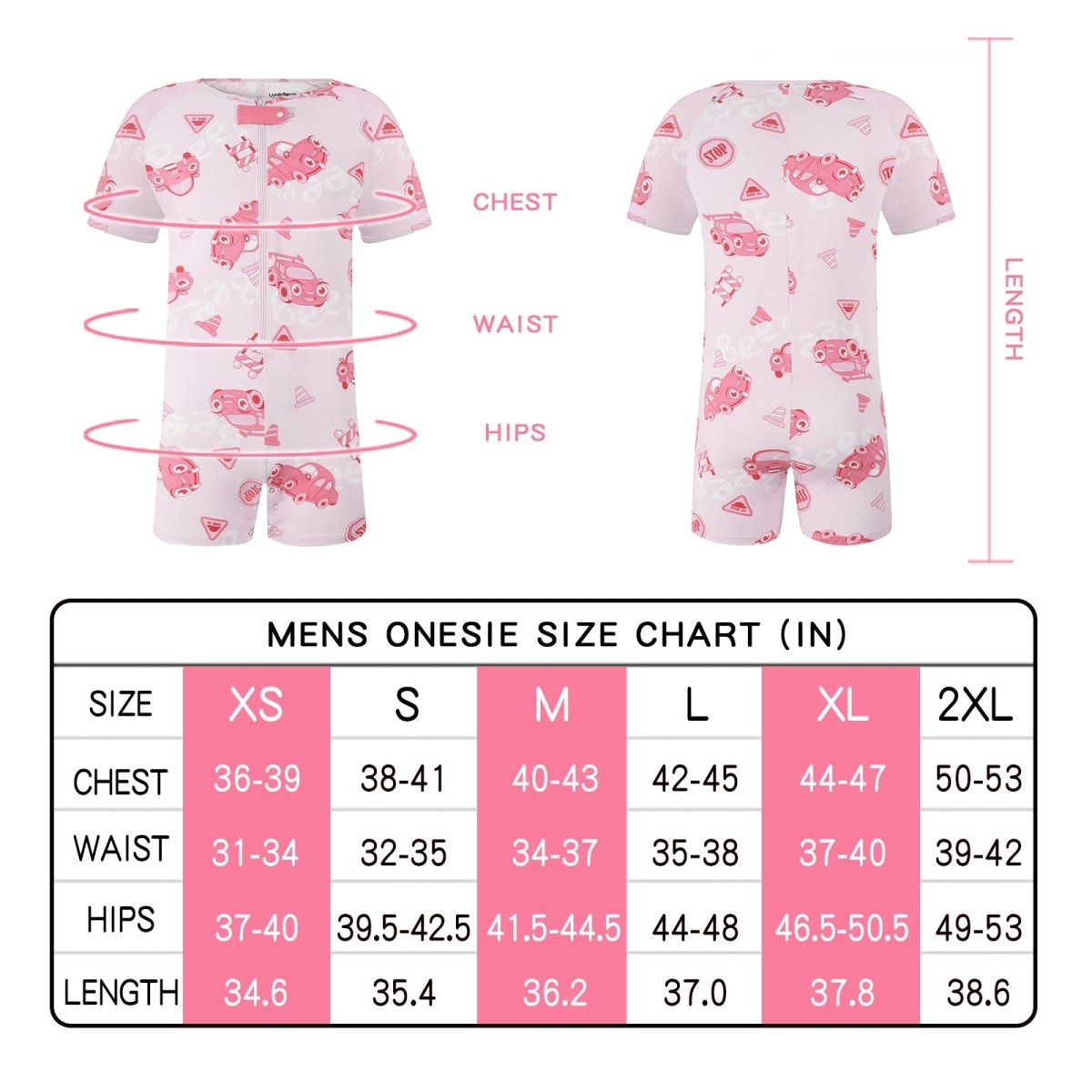 Landofgenie Mens Short Sleeve Onesie Piece Pajama - Car - landofgenie