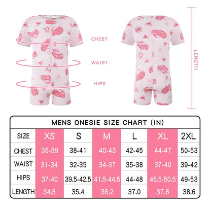 Landofgenie Mens Short Sleeve Onesie Piece Pajama - Car - landofgenie
