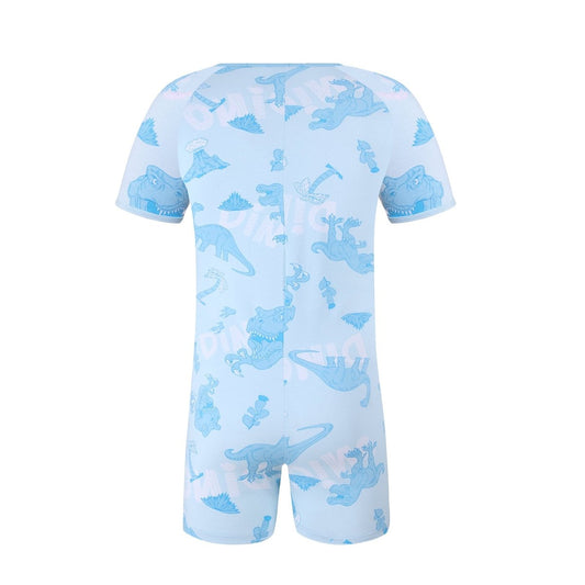 Landofgenie Mens Short Sleeve Onesie Piece Pajama - Dinosaur - landofgenie