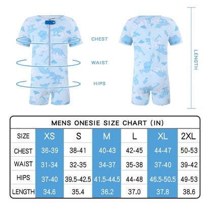 Landofgenie Mens Short Sleeve Onesie Piece Pajama - Dinosaur - landofgenie