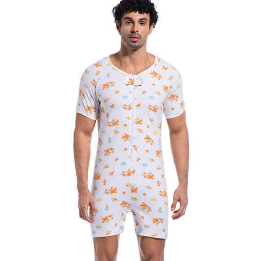 Landofgenie Mens Short Sleeve Onesie Piece Pajama - Kapibala - landofgenie