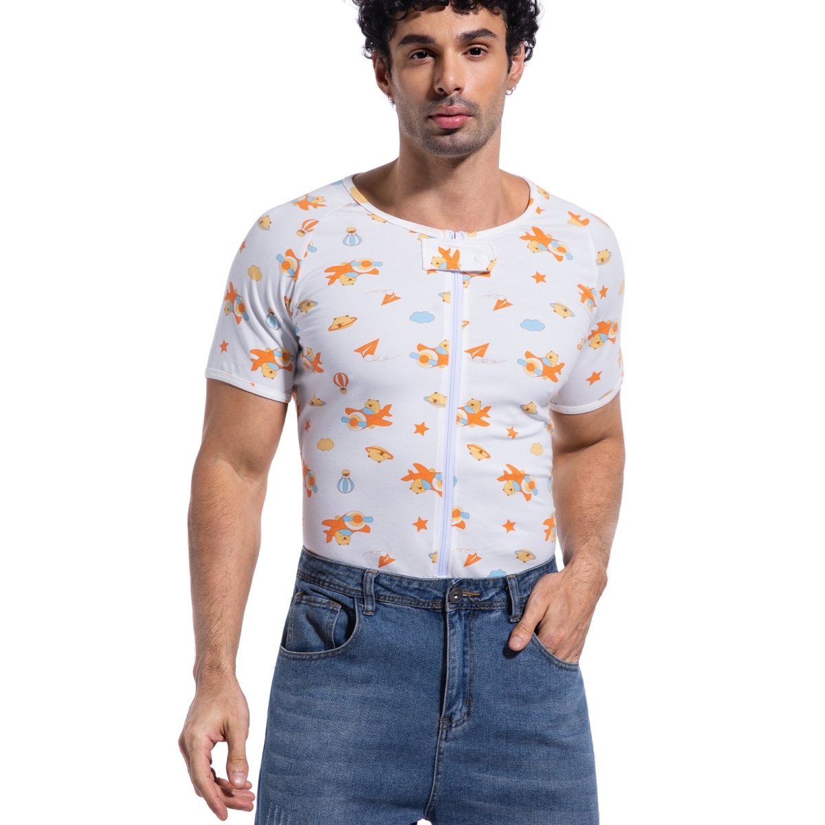 Landofgenie Mens Short Sleeve Onesie Piece Pajama - Kapibala - landofgenie