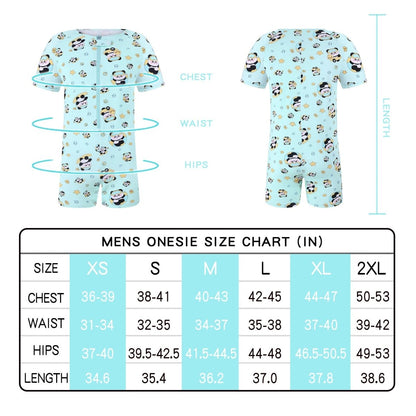 Landofgenie Mens Short Sleeve Onesie Piece Pajama - Panda - landofgenie
