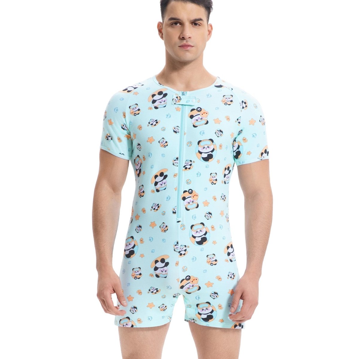 Landofgenie Mens Short Sleeve Onesie Piece Pajama - Panda – landofgenie