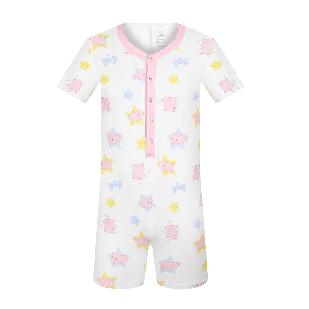 Landofgenie Mens Short Sleeve Onesie Piece Pajama - Piggy - landofgenie