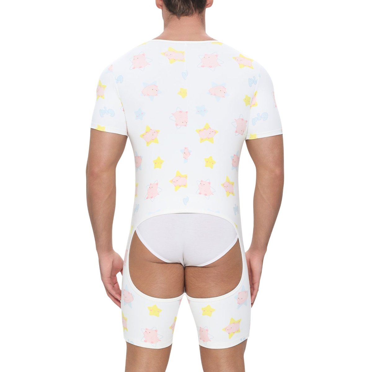 Landofgenie Mens Short Sleeve Onesie Piece Pajama - Piggy - landofgenie