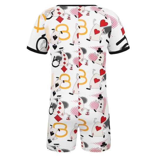 Landofgenie Mens Short Sleeve Onesie Piece Pajama - Poker - landofgenie