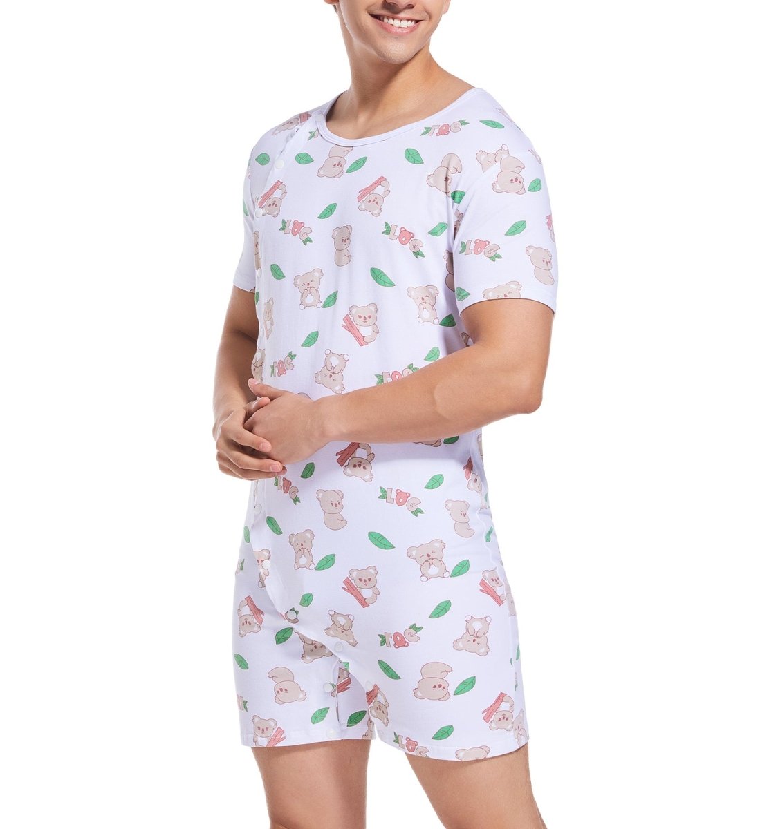 Landofgenie Mens Short Sleeve Romper One Piece Pajamas - Koala - landofgenie