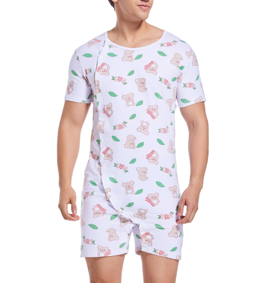 Landofgenie Mens Short Sleeve Romper One Piece Pajamas - Koala - landofgenie