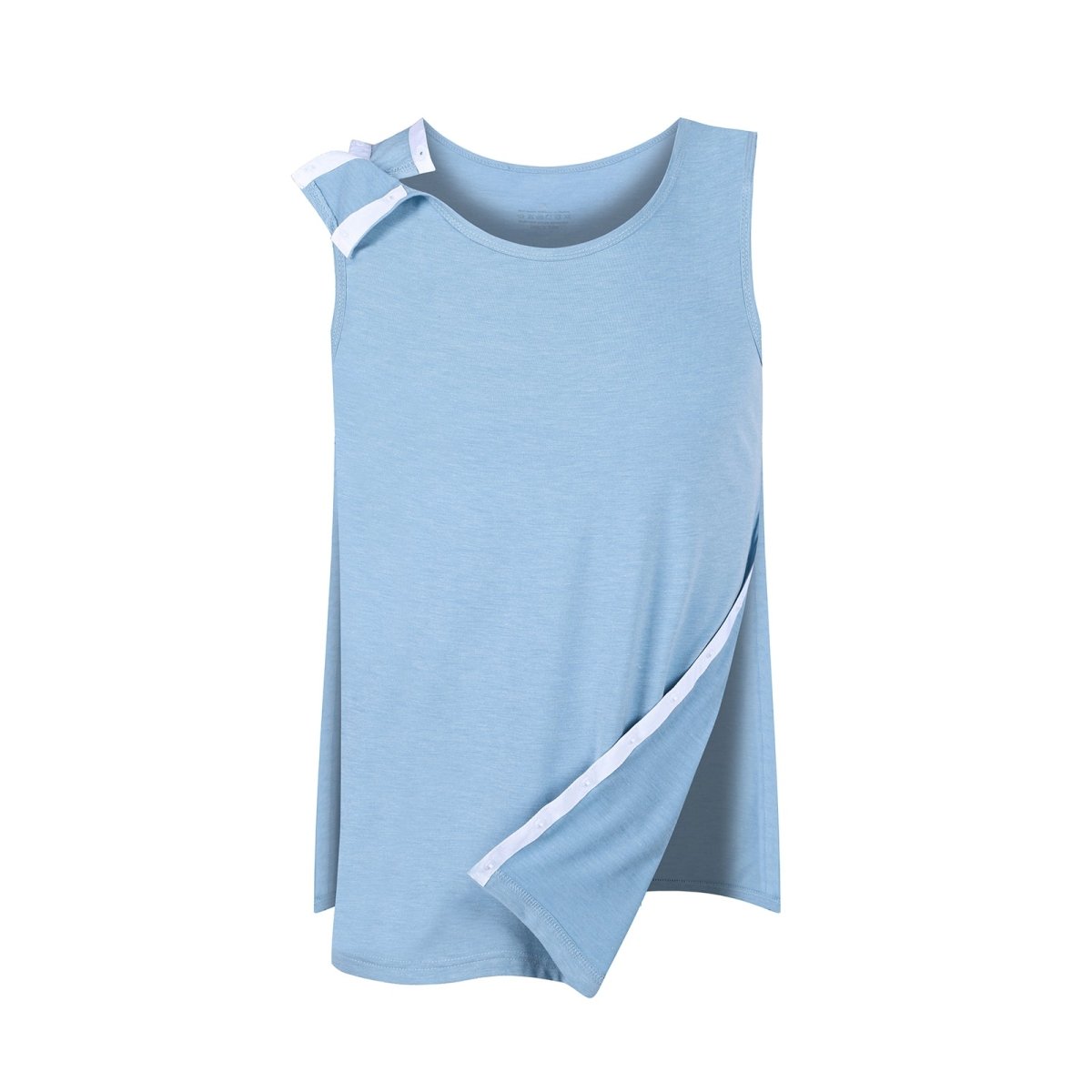 Landofgenie Mens Shoulder Snap - Access Tank Tops Post Surgery Shirts - Blue - landofgenie