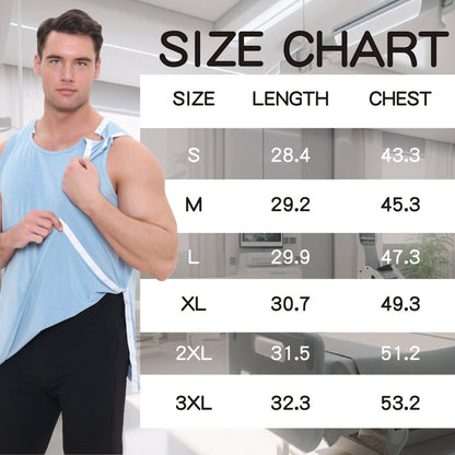 Landofgenie Mens Shoulder Snap - Access Tank Tops Post Surgery Shirts - Blue - landofgenie