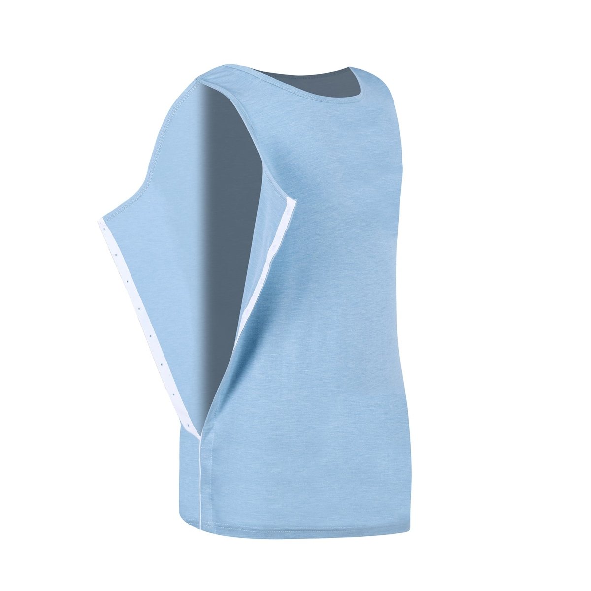 Landofgenie Mens Shoulder Snap - Access Tank Tops Post Surgery Shirts - Blue - landofgenie