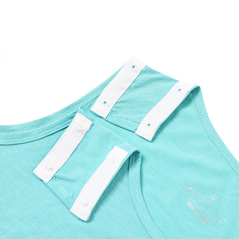 Landofgenie Mens Shoulder Snap - Access Tank Tops Post Surgery Shirts - Green - landofgenie