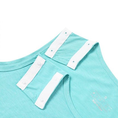 Landofgenie Mens Shoulder Snap - Access Tank Tops Post Surgery Shirts - Green - landofgenie