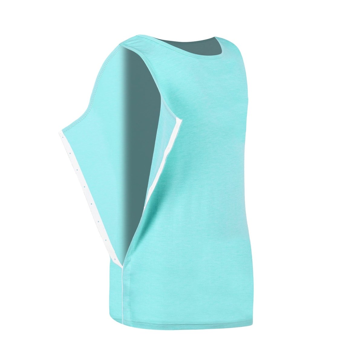 Landofgenie Mens Shoulder Snap - Access Tank Tops Post Surgery Shirts - Green - landofgenie