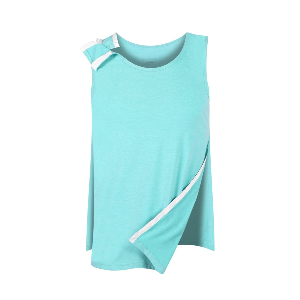 Landofgenie Mens Shoulder Snap - Access Tank Tops Post Surgery Shirts - Green - landofgenie