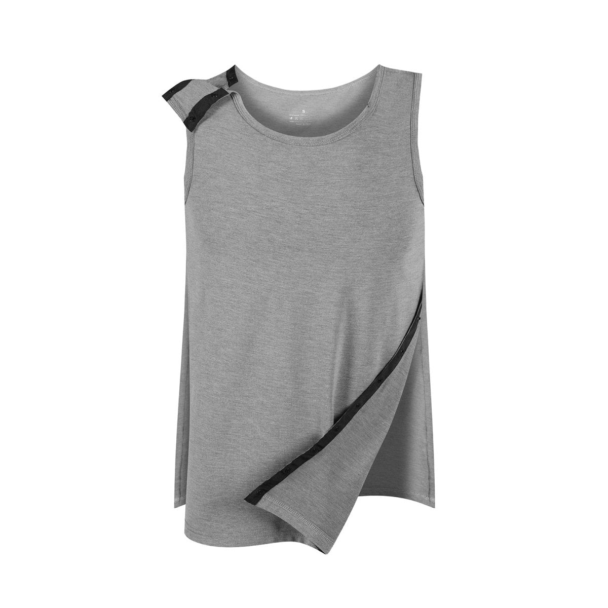 Landofgenie Mens Shoulder Snap - Access Tank Tops Post Surgery Shirts - Grey - landofgenie