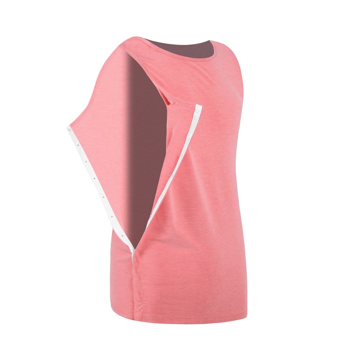 Landofgenie Mens Shoulder Snap - Access Tank Tops Post Surgery Shirts - Rose Red - landofgenie