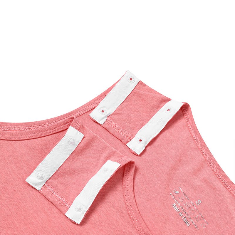 Landofgenie Mens Shoulder Snap - Access Tank Tops Post Surgery Shirts - Rose Red - landofgenie