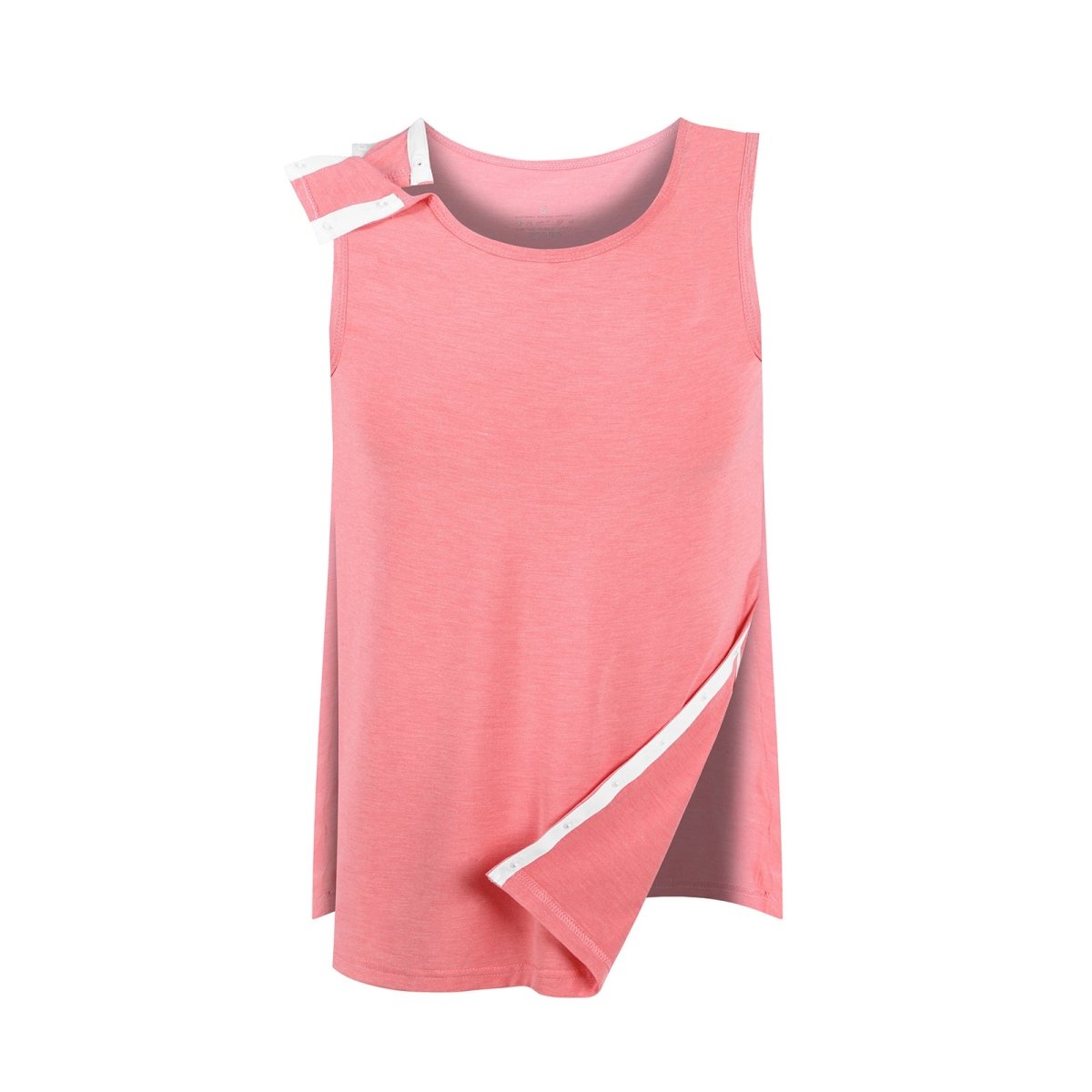 Landofgenie Mens Shoulder Snap - Access Tank Tops Post Surgery Shirts - Rose Red - landofgenie
