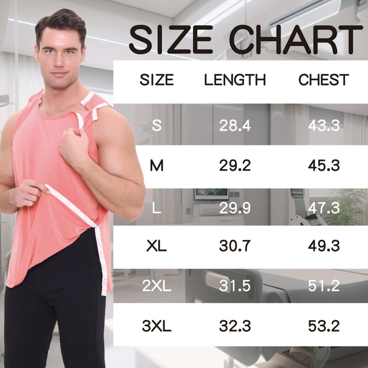 Landofgenie Mens Shoulder Snap - Access Tank Tops Post Surgery Shirts - Rose Red - landofgenie