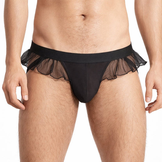 Landofgenie Men's Sissy Gay Lace underwear - Black - landofgenie
