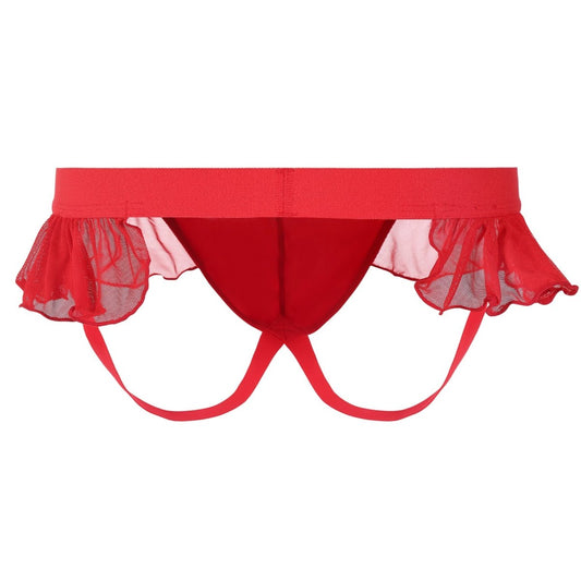 Landofgenie Men's Sissy Gay Lace underwear - Red - landofgenie