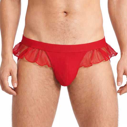 Landofgenie Men's Sissy Gay Lace underwear - Red - landofgenie
