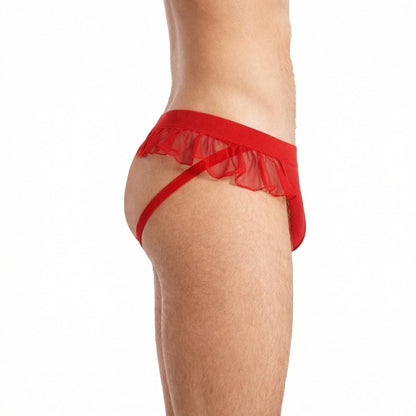 Landofgenie Men's Sissy Gay Lace underwear - Red - landofgenie