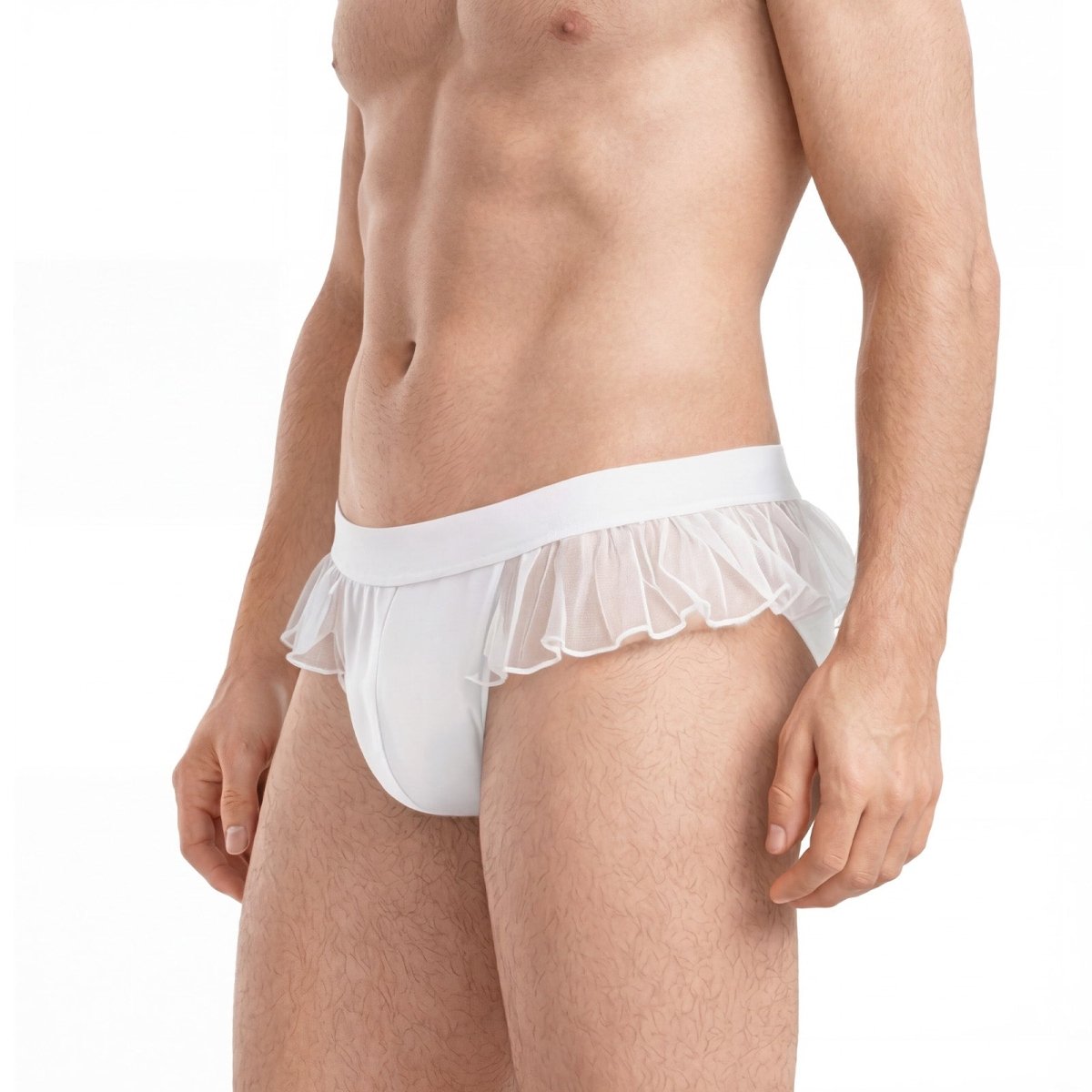 Landofgenie Men's Sissy Gay Lace underwear - White - landofgenie