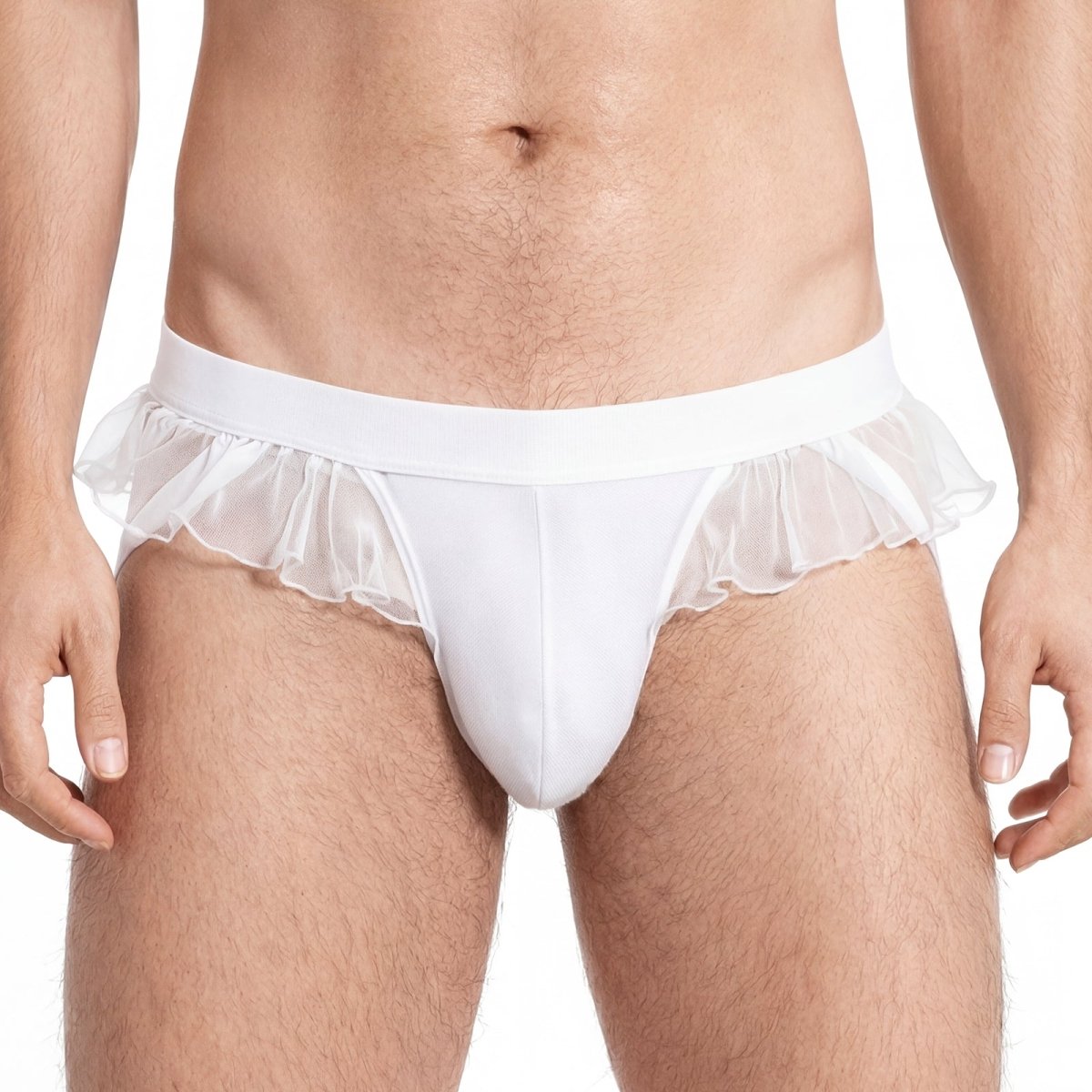Landofgenie Men's Sissy Gay Lace underwear - White - landofgenie