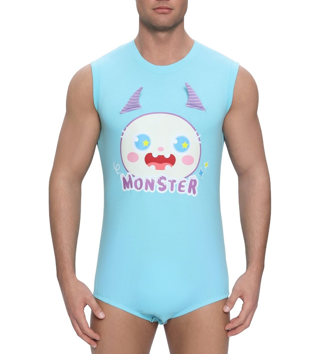 Landofgenie Mens Sleeveless Bodysuit One Piece Pajamas - Monster - landofgenie