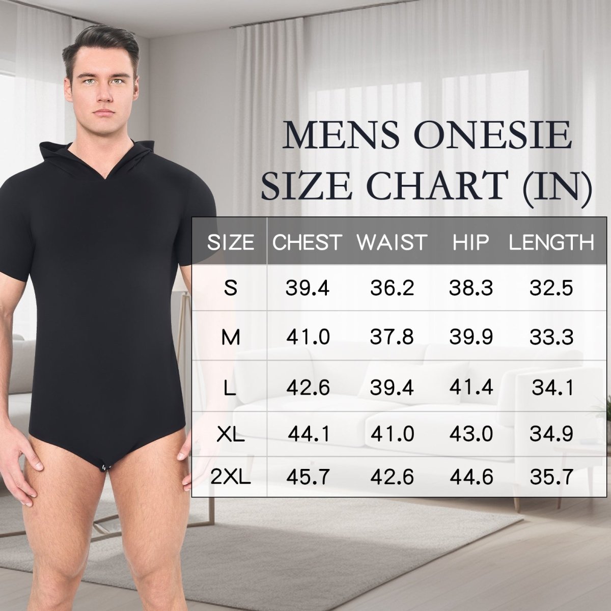 Landofgenie Mens Solid Hooded Onesie - Black Color - landofgenie