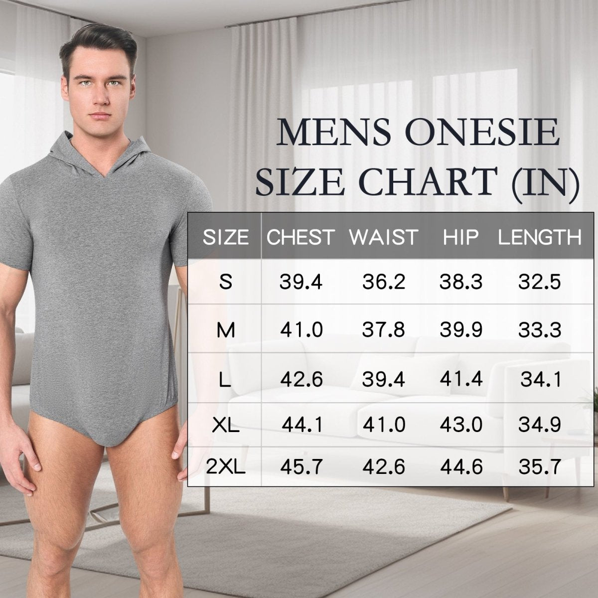 Landofgenie Mens Solid Hooded Onesie - Grey Color - landofgenie
