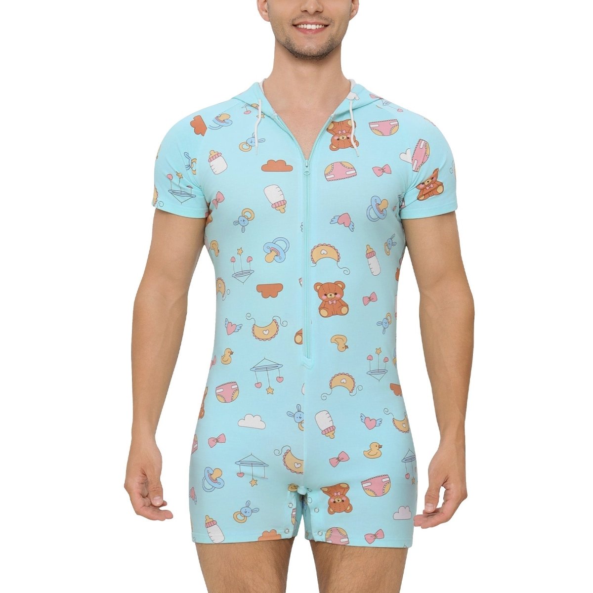 Landofgenie Mens Solid Hooded Onesie - Little Space - landofgenie