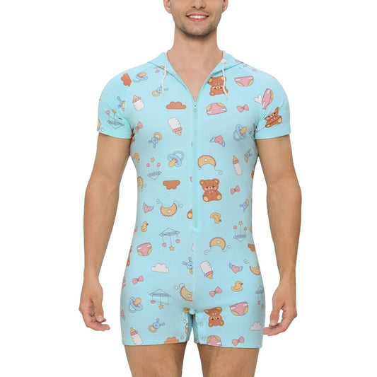 Landofgenie Mens Solid Hooded Onesie - Little Space - landofgenie