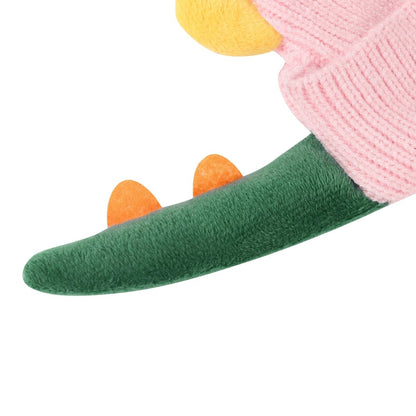 Landofgenie One Size Cotton Knitting Dinosaur Cap - Pink - landofgenie