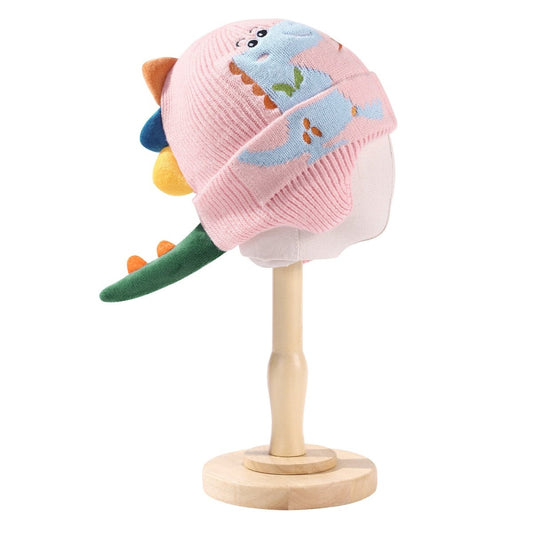 Landofgenie One Size Cotton Knitting Dinosaur Cap - Pink - landofgenie