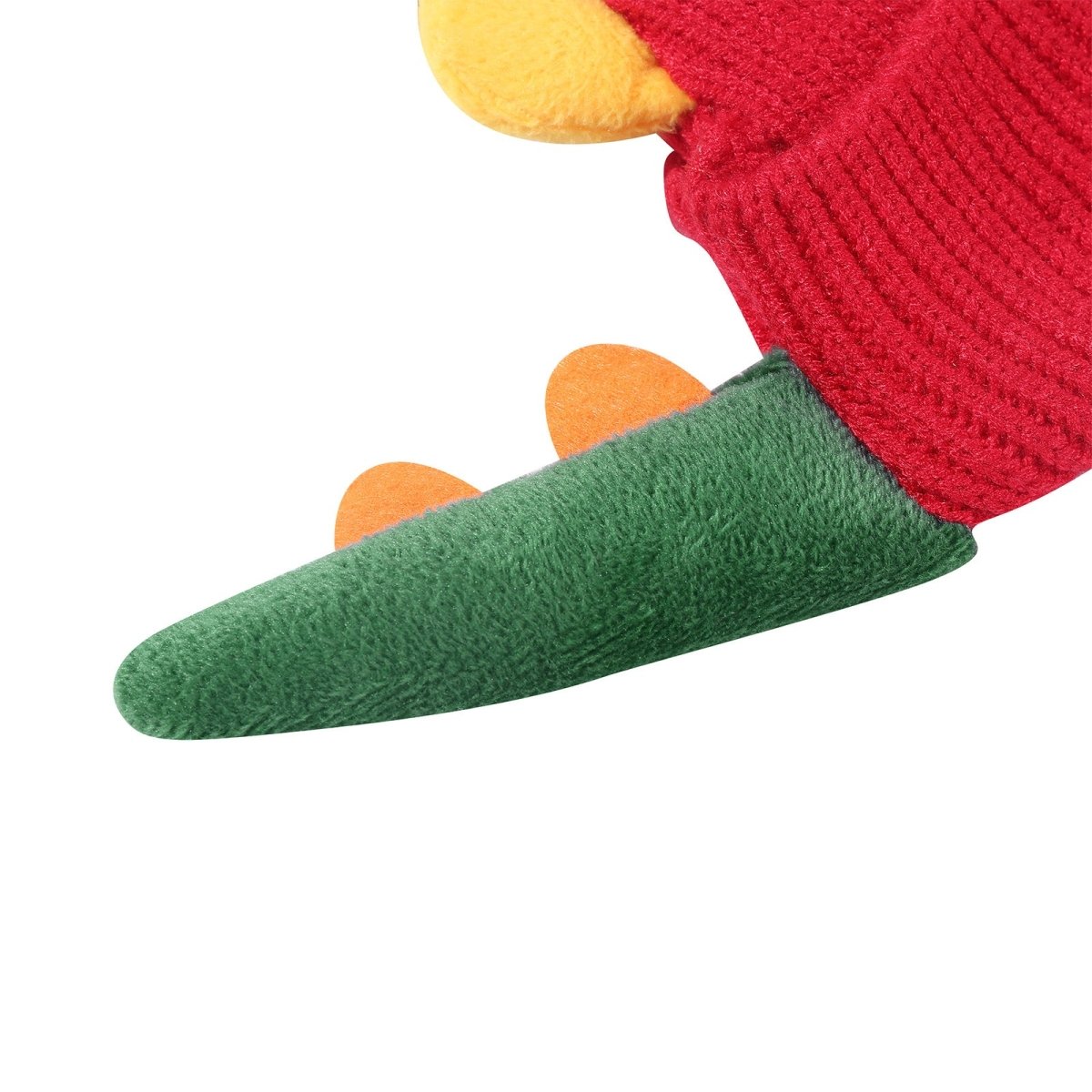 Landofgenie One Size Cotton Knitting Dinosaur Cap - Red - landofgenie